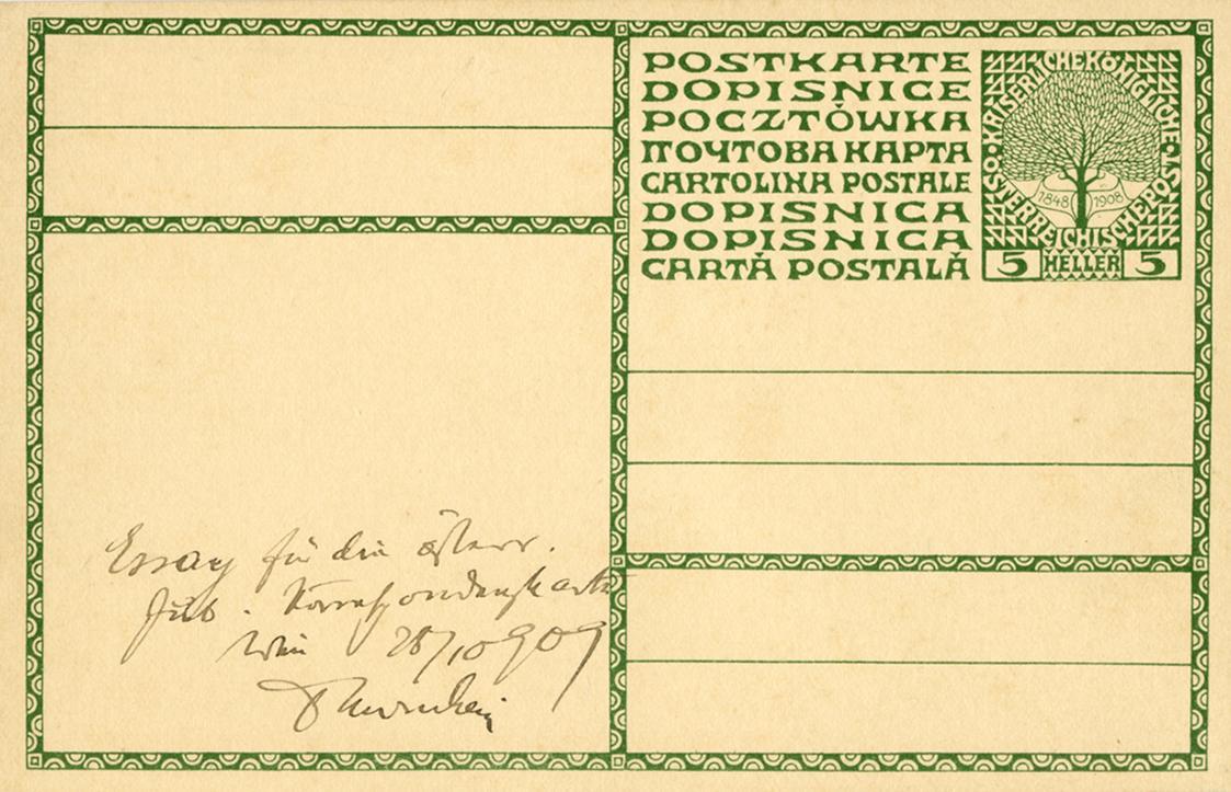 Koloman Moser, Postkarte "60. Regierungsjubiläum Kaiser Franz Joseph I.", 1908, Farblithografie ...