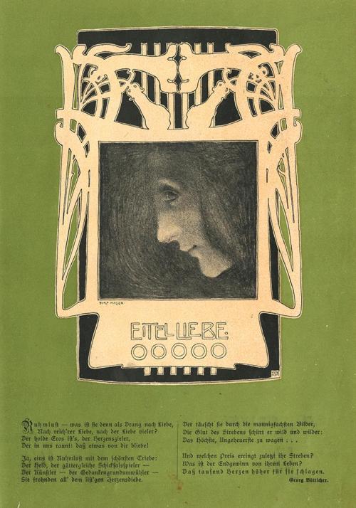 Koloman Moser, Illustration "Eitel Liebe" von Georg Bötticher, 1897, Buchdruck in Farbe, Blattm ...