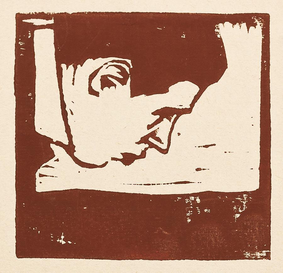 Koloman Moser, Probedruck Porträt von Marcus Behmer, 1902, Farbholzschnitt, Blattmaße: 31,8 × 2 ...