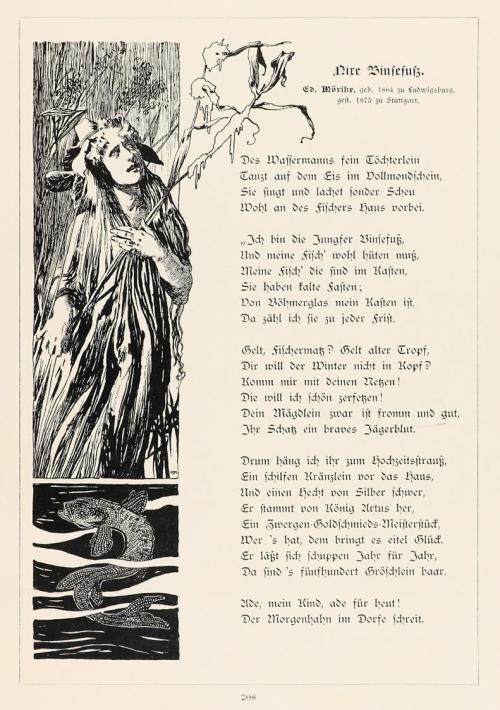 Koloman Moser, Illustration "Nixe Binsefuß" von Eduard Mörike, 1897, Buchdruck, Blattmaße: 26,7 ...