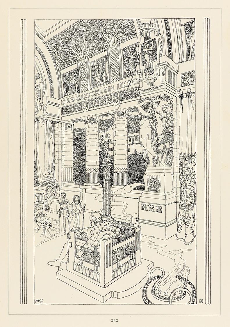 Koloman Moser, Illustration "Das Glöcklein des Glückes" von Johann Gabriel Seidl, 1897, Buchdru ...