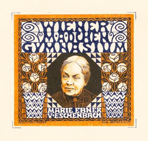 Koloman Moser, Probedruck Vignette "Wiener Mädchen Gymnasium", 1910, Farblithografie, Blattmaße ...