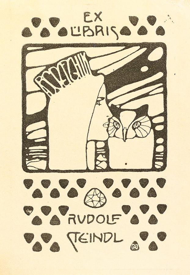 Koloman Moser, Exlibris Rudolf Steindl, 1900, Klischee, Blattmaße: 10,5 × 7,5 cm, Österreichisc ...