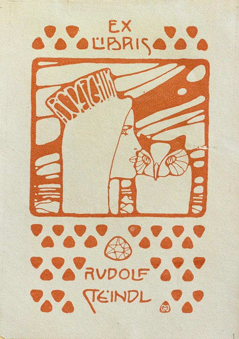 Koloman Moser, Exlibris Rudolf Steindl, 1900, Klischee, Blattmaße: 10,5 × 7,5 cm, Österreichisc ...