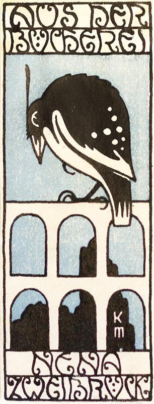 Koloman Moser, Exlibris Nena Zweibrück, 1905, Klischee, Blattmaße: 8,2 x 3,2 cm, Österreichisch ...