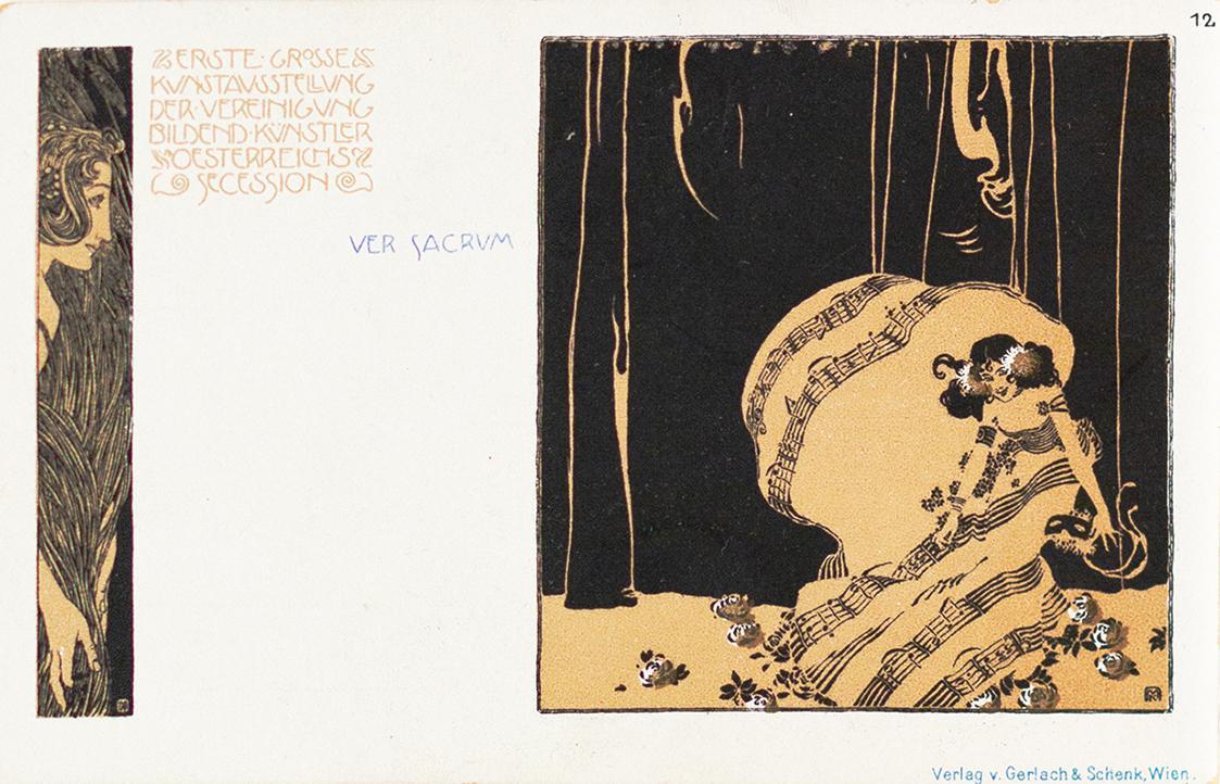 Koloman Moser, Postkarte "I. Kunstausstellung der Vereinigung bildender Künstler Österreichs Se ...