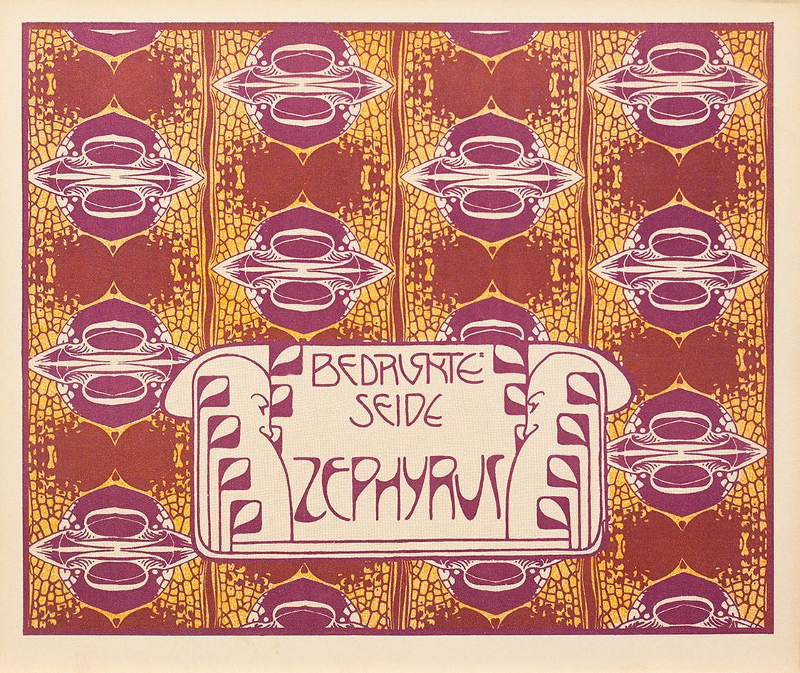 Koloman Moser, Bedruckte Seide Zephyrus, 1901, Farblithografie, Blattmaße: 24,7 × 29,7 cm, Wien ...