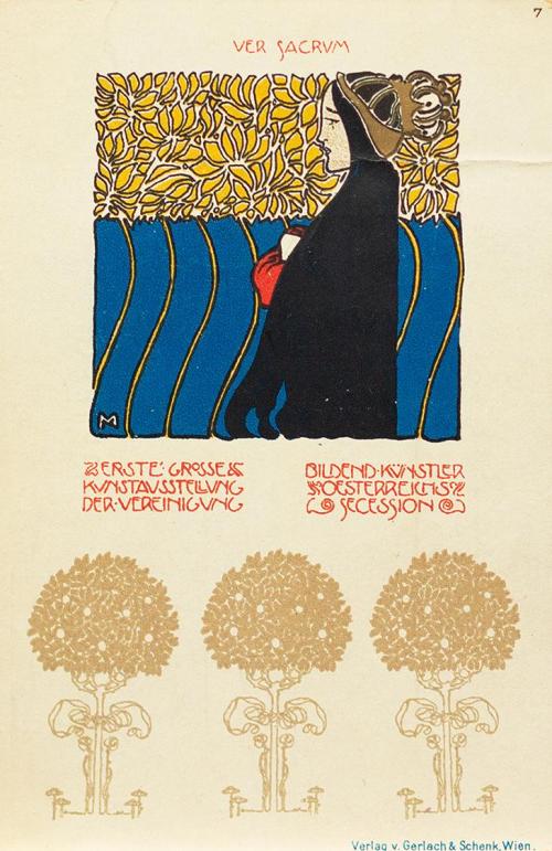 Koloman Moser, Postkarte "I. Kunstausstellung der Vereinigung bildender Künstler Österreichs Se ...