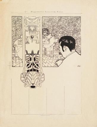 Koloman Moser, Probedruck zur IIlustration "Gewissensfrage", 1898, Strichätzung, Blattmaße: 31, ...