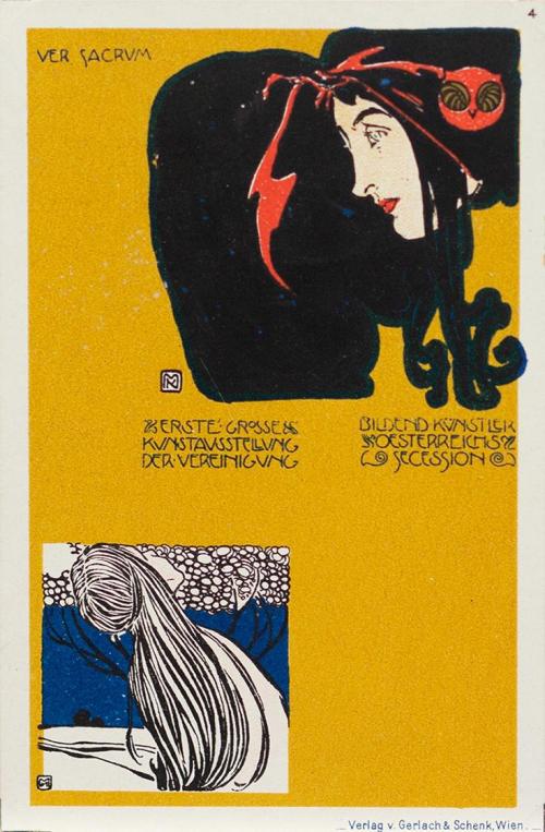 Koloman Moser, Postkarte "I. Kunstausstellung der Vereinigung bildender Künstler Österreichs Se ...