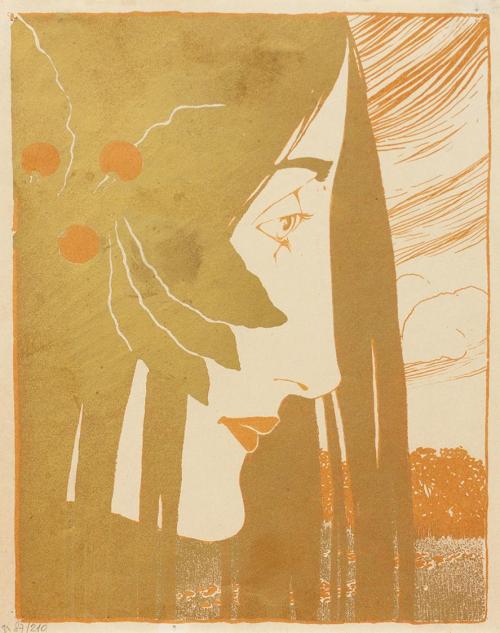 Koloman Moser, Probedruck Ein decorativer Fleck in "Roth und Grün", 1898, Farblithografie mit G ...