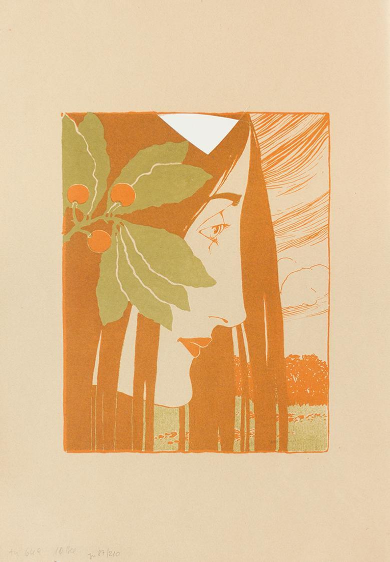 Koloman Moser, Probedruck Ein decorativer Fleck in "Roth und Grün", 1898, Farblithografie, Blat ...