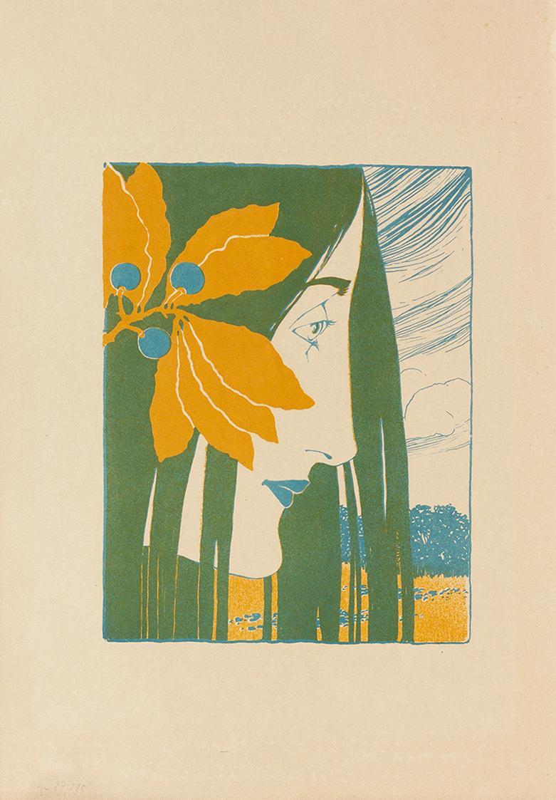 Koloman Moser, Probedruck Ein decorativer Fleck in "Roth und Grün", 1898, Farblithografie, Blat ...