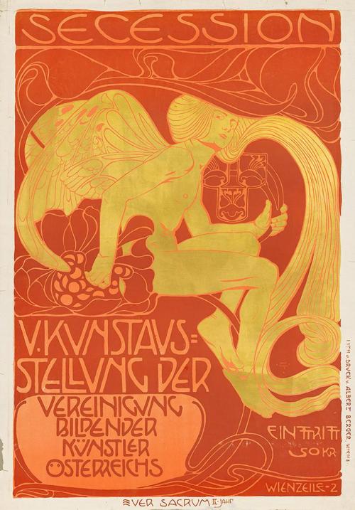 Koloman Moser, Plakat "V. Kunstausstellung der Vereinigung bildender Künstler Österreichs Seces ...