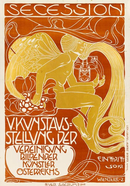 Koloman Moser, Plakat "V. Kunstausstellung der Vereinigung bildender Künstler Österreichs Seces ...