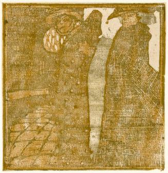 Koloman Moser, Probedruck Drei Frauen an einer Straßenecke, 1903, Farbholzschnitt, Blattmaße: 1 ...