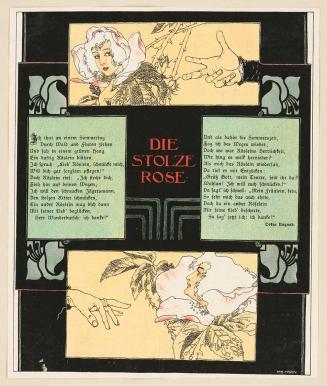 Koloman Moser, Probedruck zur Illustration "Die stolze Rose" von Oskar Ungnad, 1897, Strichätzu ...