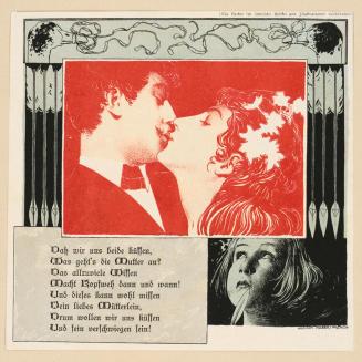 Koloman Moser, Probedruck zum Titelblatt "Meggendorfers Humoristische Blätter", 1896, Strichätz ...