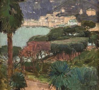 Carl Moll, Santa Margherita Ligure, 1932, Öl auf Holz, 32,7 × 60 cm, Kunsthandel Freller Antikh ...