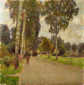 Carl Moll, Allee bei Schloss Freudenthal, Schlesien, 1916 um, Öl auf Leinwand, 60 × 60 cm