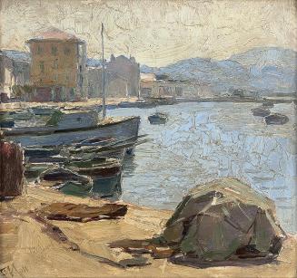 Carl Moll, Sanary-Sur-Mer, 1933, Öl auf Holz, 34 × 35,8 cm, Privatbesitz