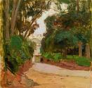 Carl Moll, Der Bois de Boulogne in Algier, 1930, Öl auf Holz, 34 × 35,5 cm, Privatbesitz