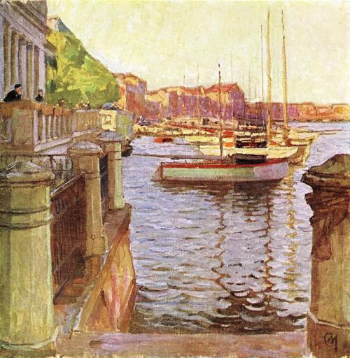 Carl Moll, Venedig, Riva Sciavoni, 1915 um, Öl auf Leinwand, 66 × 60 cm, Unbekannter Besitz