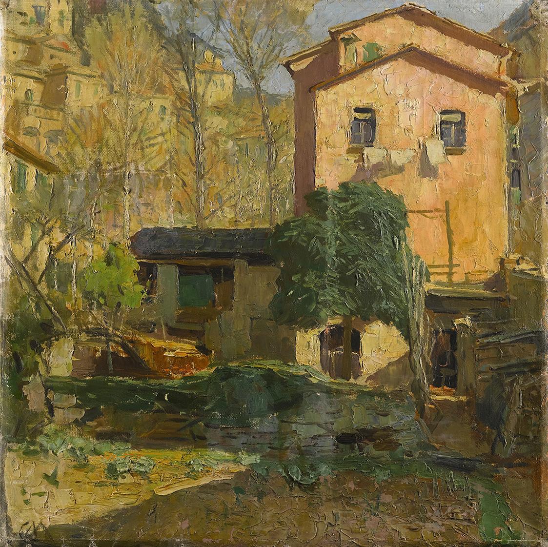 Carl Moll, Landschaft bei Rapallo, 1931, Öl auf Leinwand, 60 × 60 cm, Unbekannter Besitz