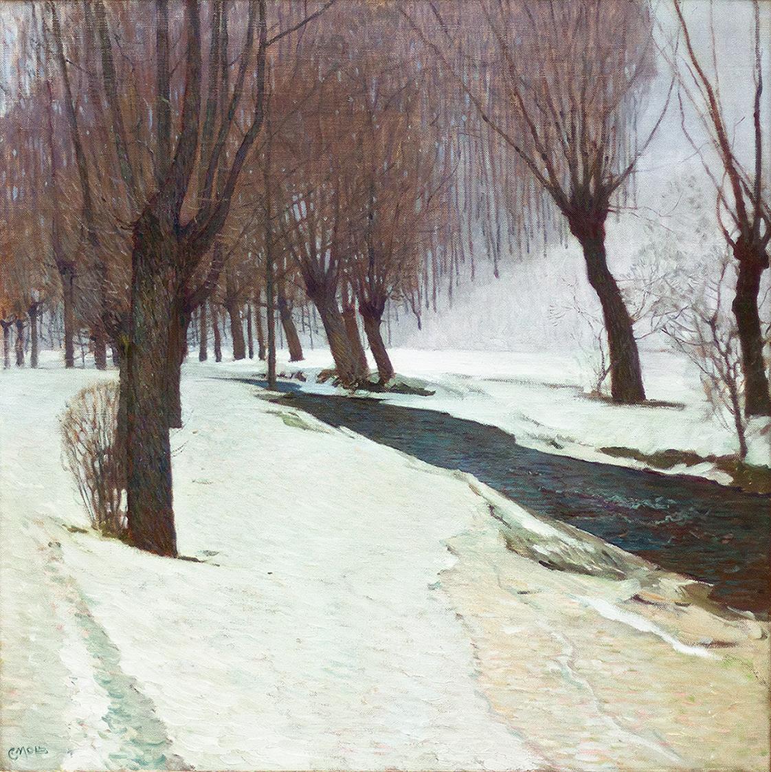 Carl Moll, Preinbach im Winter, 1904 um, Öl auf Leinwand, 80 x 80 cm, Sammlung Ortner, Wien