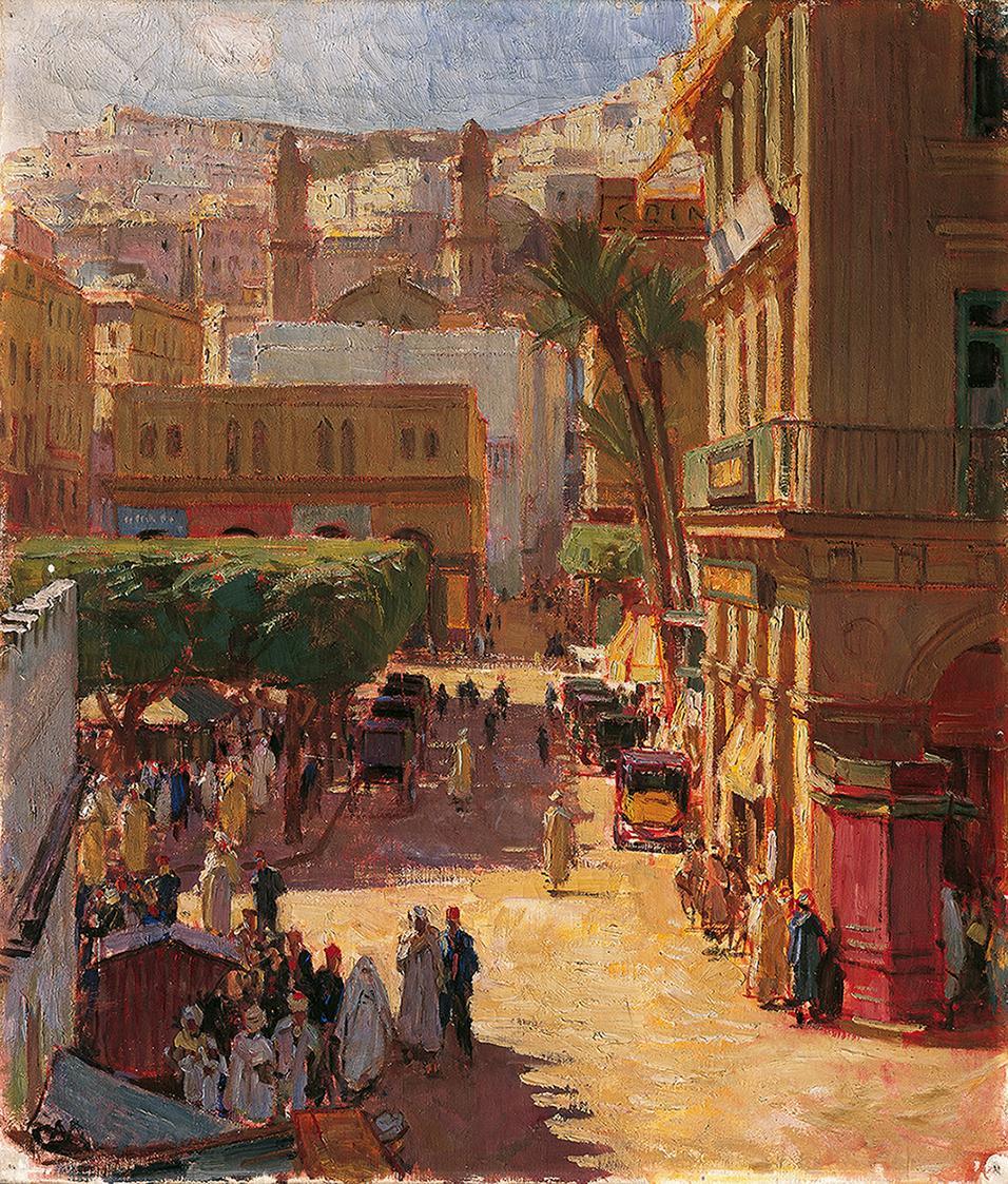 Carl Moll, Straßenszene in Algier, 1930, Öl auf Leinwand, 60 × 70 cm, Sammlung Essl, Klosterneu ...