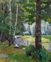 Carl Moll, Im Prater - Kalte Lacke, 1929 um, Öl auf Leinwand, 70,5 × 60 cm, Privatbesitz, court ...