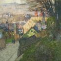 Carl Moll, Das Haus der Therese Krones in Döbling, 1905 um, Öl auf Leinwand, 60 × 60 cm, Privat ...