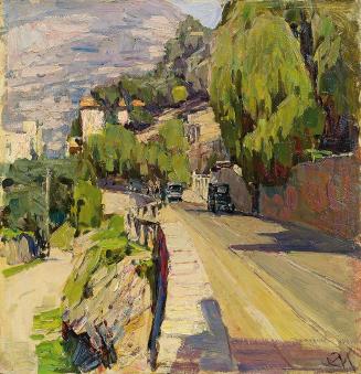 Carl Moll, Beaulieu, Straße, 1926 um, Öl auf Holz, 35,5 × 34 cm, Privatbesitz, courtesy Galerie ...