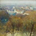 Carl Moll, Blick auf Nussdorf und Heiligenstadt in der Dämmerung, 1904 um, Öl auf Leinwand, 80  ...