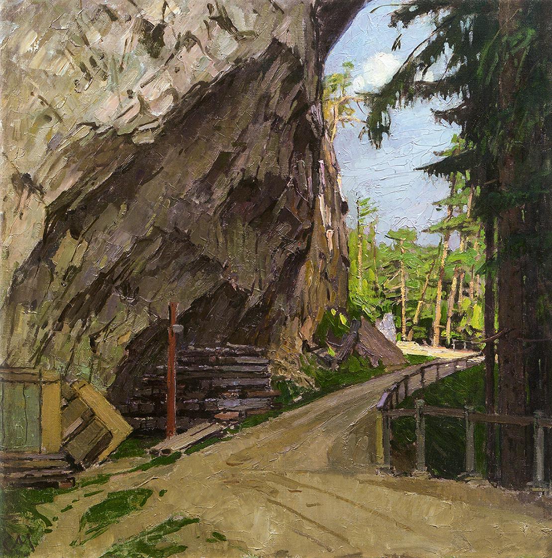 Carl Moll, Straße Semmering Orthof, 1940 um, Öl auf Leinwand, 60 × 60 cm, Sammlung Richard Grub ...