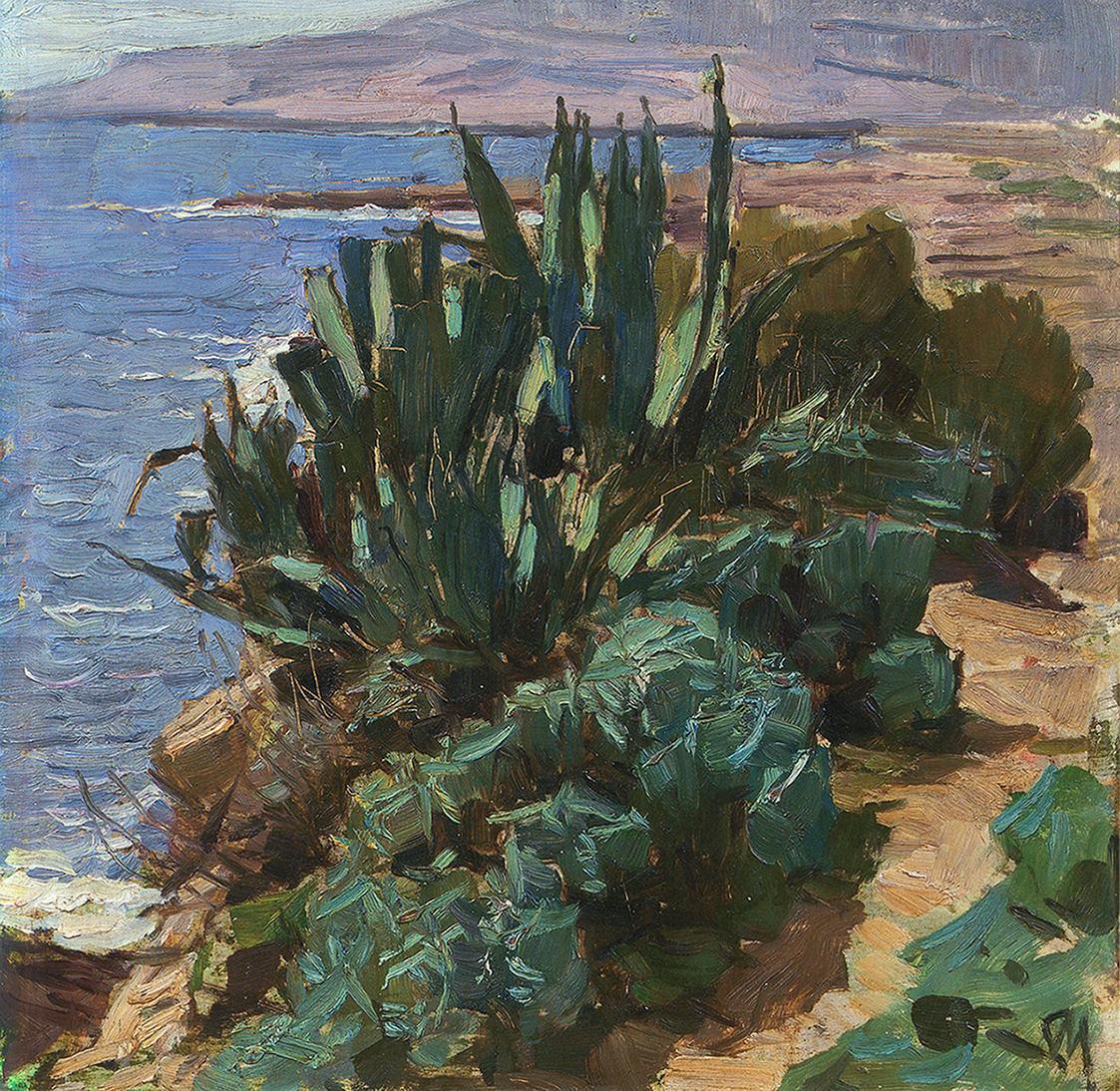 Carl Moll, Beaulieu–sur–Mer, 1929, Öl auf Holz, 35 × 35 cm, Privatbesitz Österreich