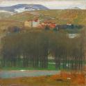 Carl Moll, Blick auf Heiligenstadt und den Nussberg im Winter, 1904 /1905, Öl auf Holz, 80 × 80 ...