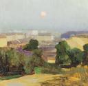 Carl Moll, Heiligenstadt bei Vollmond, 1904 / 1905, Öl auf Holz, 34,5 × 36 cm, Privatbesitz, co ...