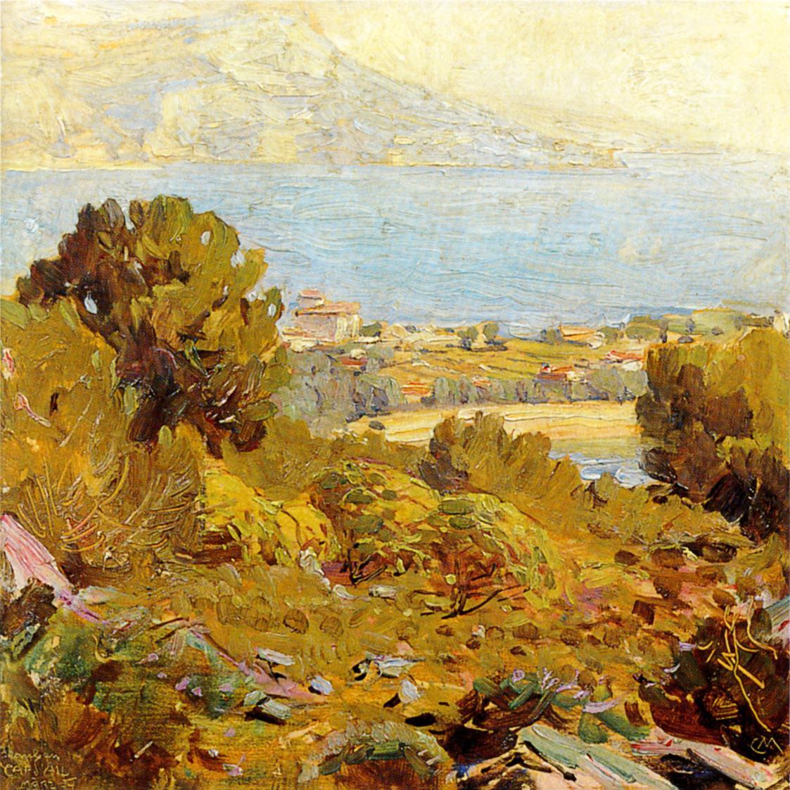 Carl Moll, Cap d´Ail bei Beaulieu, 1934, Öl auf Holz, 35 × 35 cm, Unbekannter Besitz