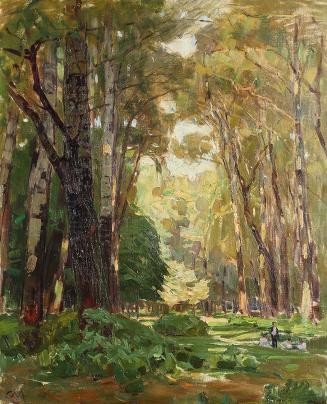 Carl Moll, Die Jesuitenwiese im Prater, 1926, Öl auf Leinwand, 69,5 × 60 cm, Privatbesitz Wien