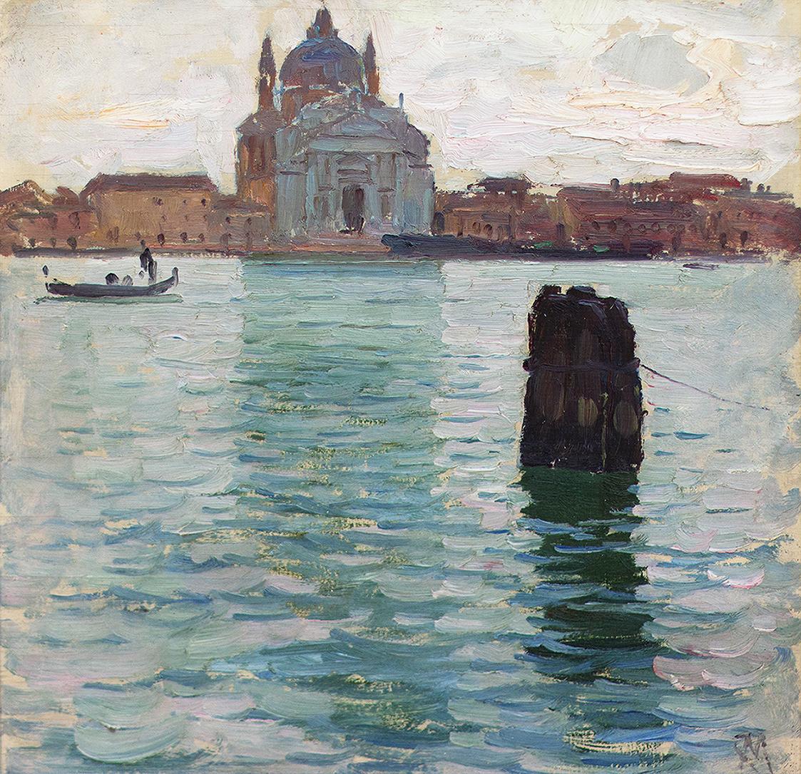 Carl Moll, Il Redentore in Venedig, 1922 um, Öl auf Holz, 35 × 35,5 cm, Privatbesitz Wien, cour ...