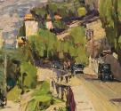 Carl Moll, Beaulieu, Straße, 1926 um, Öl auf Holz, 35,5 × 34 cm, Privatbesitz, courtesy Galerie ...