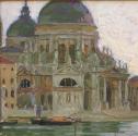 Carl Moll, Venedig, Santa Maria della Salute, 1925 um, Öl auf Holz, 34,3 × 35,5 cm, Privatbesit ...