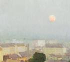 Carl Moll, Heiligenstadt bei Vollmond, 1904 / 1905, Öl auf Holz, 34,5 × 36 cm, Privatbesitz, co ...