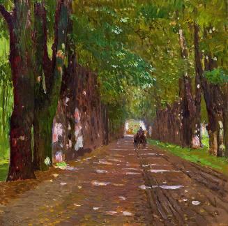 Carl Moll, Allee in Schönbrunn, 1909/1910, Öl auf Leinwand, 35 × 35,5 cm, Privatbesitz