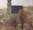 Carl Moll, Grinzing im Frühling, 1904, Öl auf Leinwand, 80 x 80 cm, Privatbesitz, courtesy Kuns ...