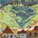 Carl Moll, Hofgastein, Fensterblick, 1934, Öl auf Holz, 35,5 × 34 cm, Galerie Kovacek Wien