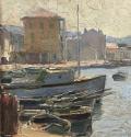 Carl Moll, Sanary-Sur-Mer, 1933, Öl auf Holz, 34 × 35,8 cm, Privatbesitz