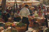 Carl Moll, Der Naschmarkt in Wien, 1894, Öl auf Leinwand, 86 x 119 cm, Belvedere, Wien, Inv.-Nr ...