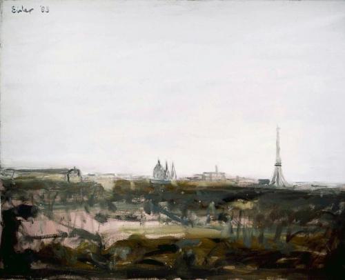 Georg Eisler, Tuilerien, Herbst II, 1988, Öl auf Leinwand, 80 × 100 cm, Collection N. und D. Sc ...